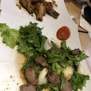 Shaken beef, fish sauce wings