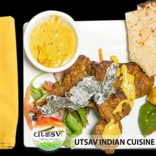 Mughlai Chaps (Tandoor grilled lamb chops glazed with creamy nutty gravy flavored with roasted cumin.) Utsav Philly