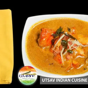 Kori Salan (Tenders of broiled chicken marinated with ginger, garlic, and spices simmered in coconut milk and yogurt sauce) UTSAV Philly