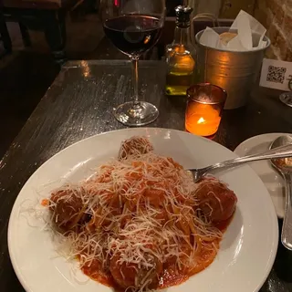 Spaghetti and Black Angus meat balls