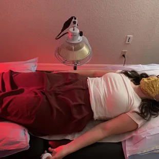 Relaxing during my acupuncture treatment