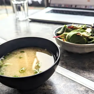 Miso soup and salad