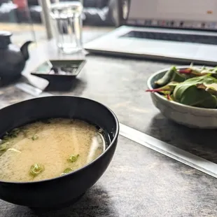 Miso soup and salad