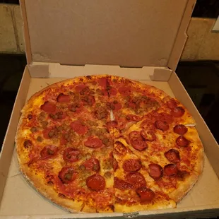 Half meat lovers half pepperoni