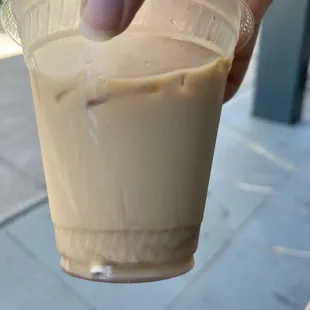 Lavender latte, syrup still visible even after stirring