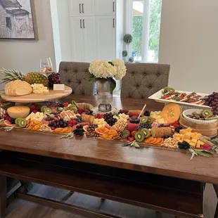 a table with a variety of food