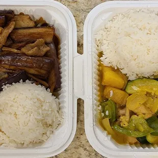 Eggplant (3 stars) and Chicken Curry (2.5 stars)