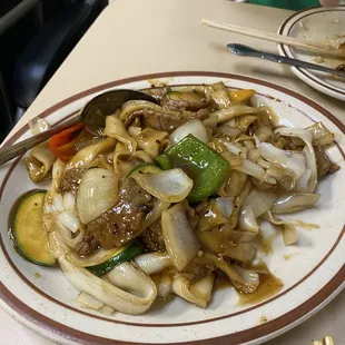 Beef chow fun with black beans