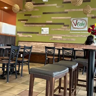 tables and chairs in a restaurant