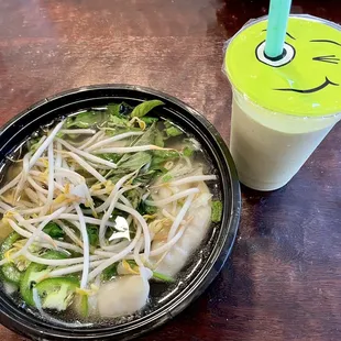 P.8 Dumpling Pho with noodles, D1. Avocado Smoothie