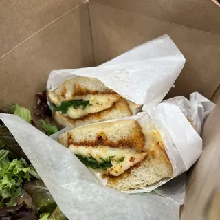 Sun-Dried Tomato Grilled Cheese Sandwich with a side salad