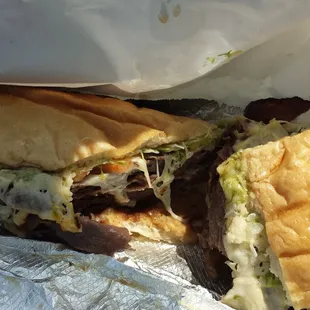 a half eaten sandwich