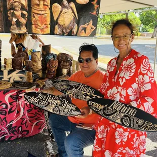 Hand carved names for there're house in Tahiti