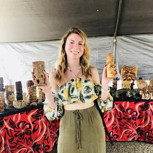 Hand Carved Ku &amp; Lono Tiki with free engraving