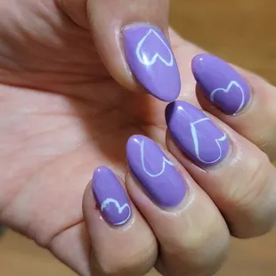Seeing Vivian for my nails to get redone. My pinky heart wasn&apos;t as nice as the rest but A for effort