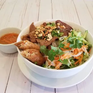 Grilled Pork Rice Vermicelli with Crispy Egg Roll