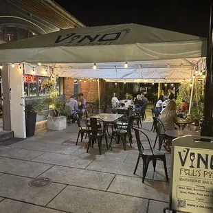 outside seating area at night