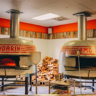 two pizza ovens in a restaurant