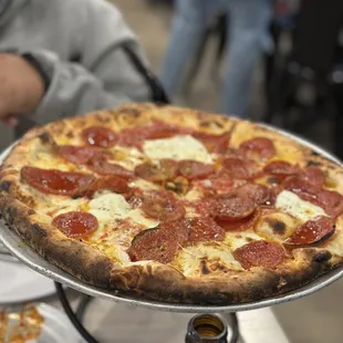 Rustic pepperoni pizza