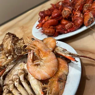 a variety of seafoods on a plate