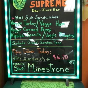 Lunch menu
