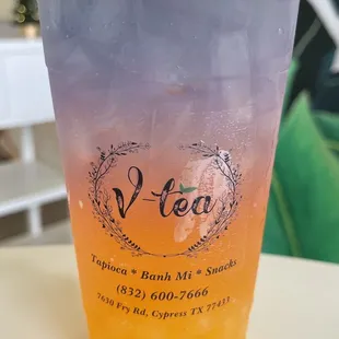 Butterfly Tea with popping boba