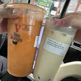 Tiger milk tea, house jasmine green milk tea