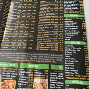 the menu
