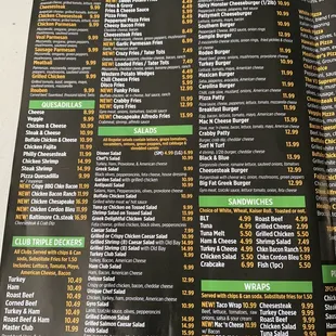 the menu