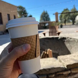 Gage hotel courtyard with meh V6 coffee