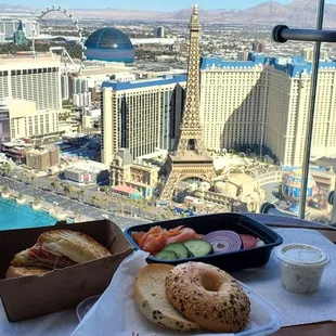 Italian breakfast Panini Smoked salmon breakfast with bagel and cream cheese