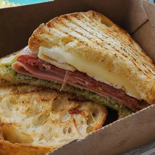 Italian breakfast Panini with pesto! So good!