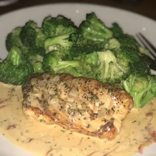 Grouper in a cream sauce and I subbed potatoes for veggies. Amazing