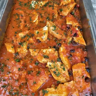Mediterranean style chicken.  Pretty blend.
