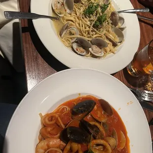 Clam linguine and Linguine Frutti di Mare Both were really good.
