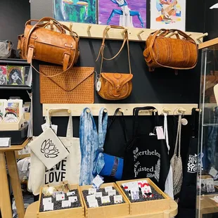 Leather bags and jewelry