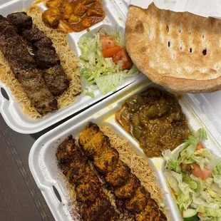 Chicken seikh kabob Combo Kabob - beef and shami