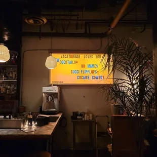 Menu board at Vacation