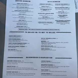 Brunch menu