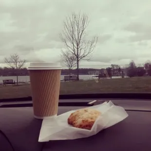 Toffee scone and Blueberry Latte