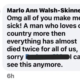 The owner is a fanatic Trump supporter. Customers should know this ahead of time and choose accordingly.