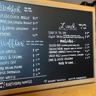 Breakfast and lunch menu, as of June!