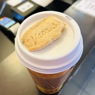 Dirty chai with a free cookie