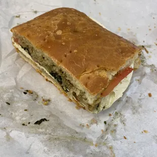 Fresh Mozzarella/Basil on Focaccia Sandwich