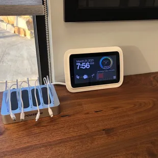 Phone charging station.