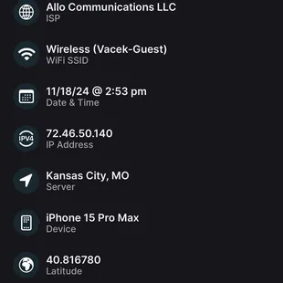 Vacek public Wi-Fi speed test.