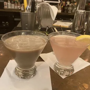 Chocolate martini and pink lemonade martini