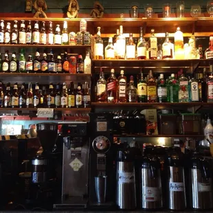 a variety of alcohol bottles