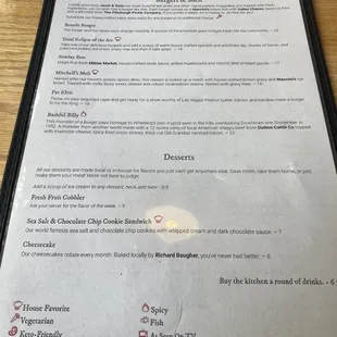 a menu on a table