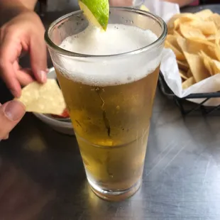 Pacifico beer.  Cold and delicious.